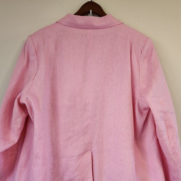 MNG by Mango Women Blazer Suit 100 Linen, Line, 1 botton front, Pockets, Lined - Picture 6 of 15